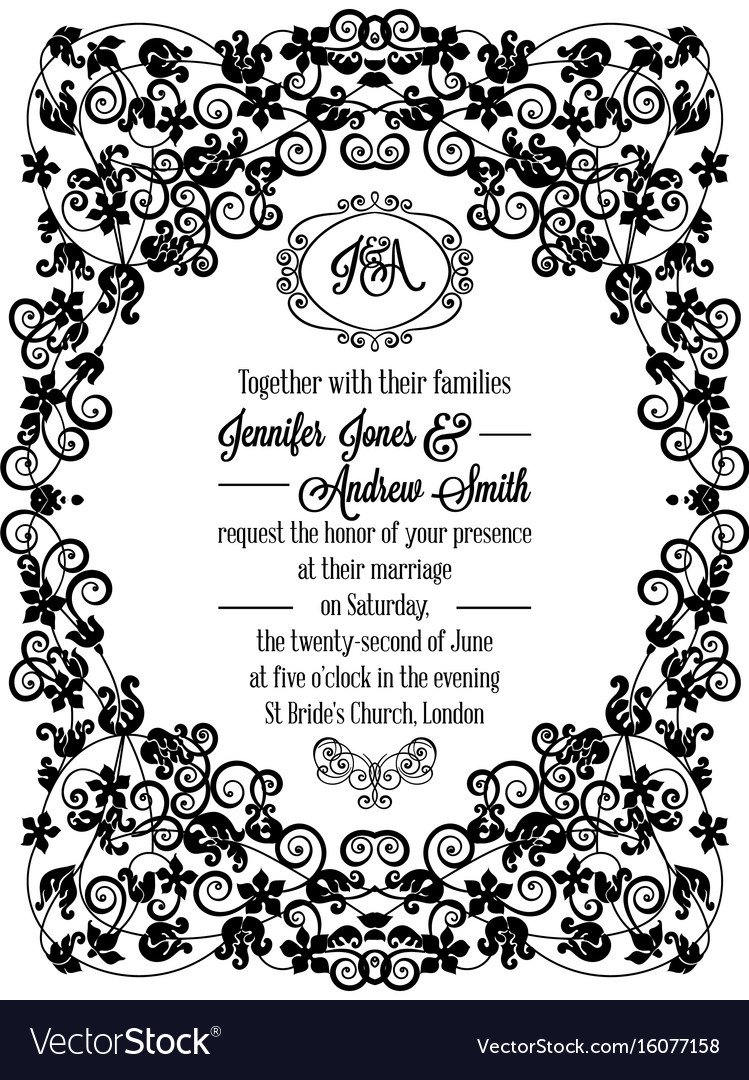 Vintage baroque style wedding invitation card Vector Image