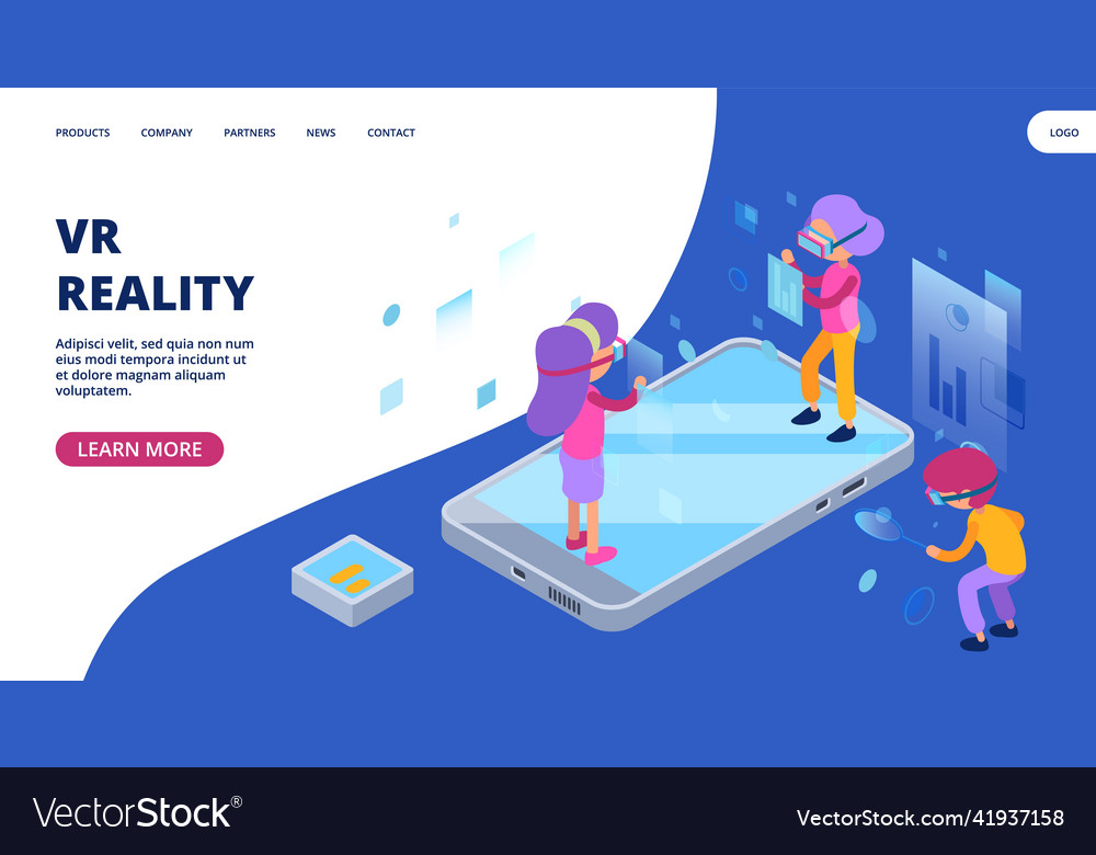 Virtual reality web page augmented Vector Image Virtual reality web page augmented