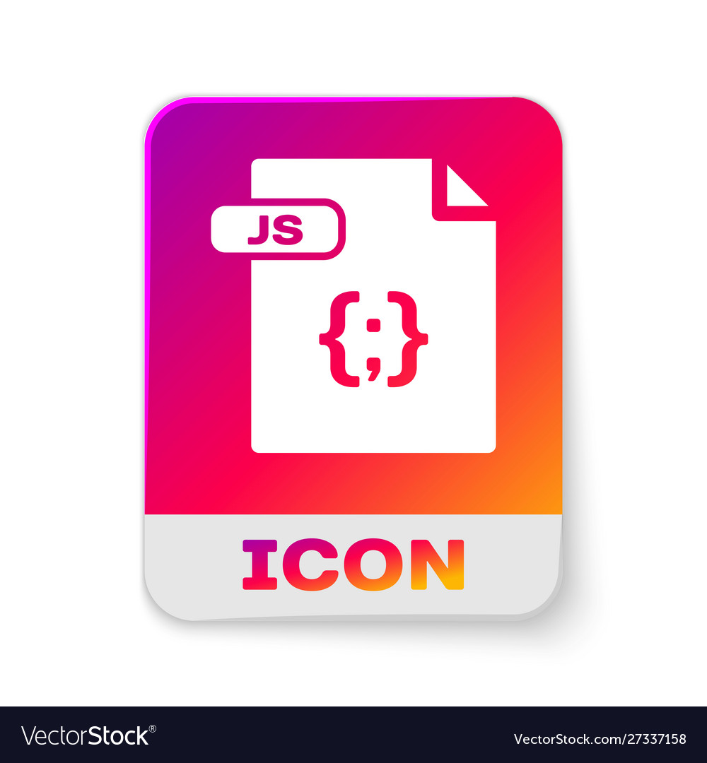 White js file document download button icon vector image White js file document download button icon