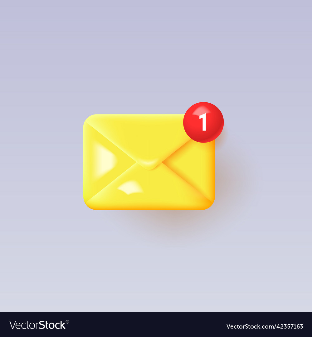 3d notification message icon on gray background vector image 3d notification message icon on gray background