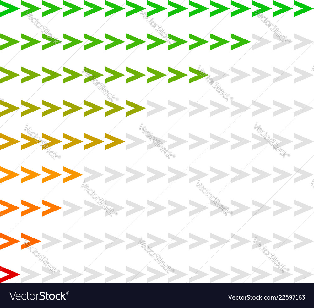 Arrow level indicator with 9 steps from red vector image Arrow level indicator with 9 steps from red