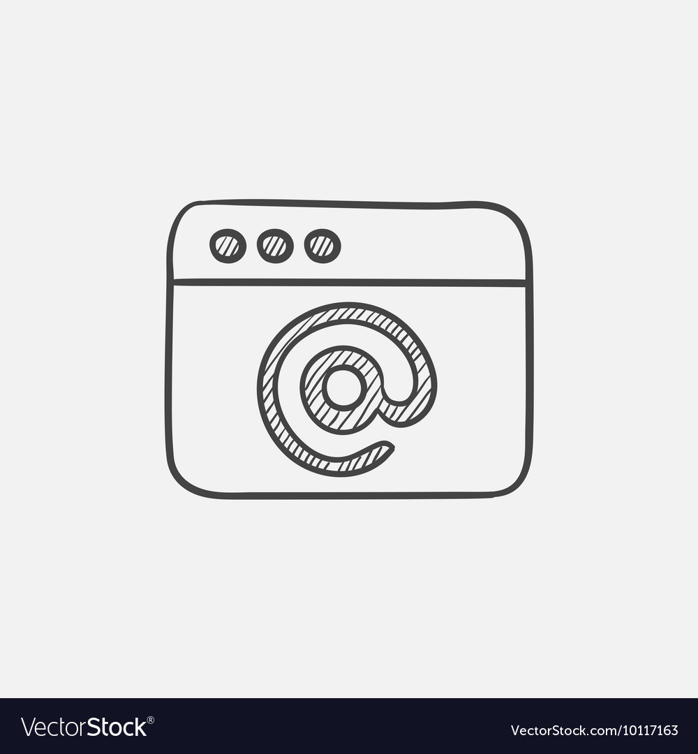 Browser window with email sign sketch icon