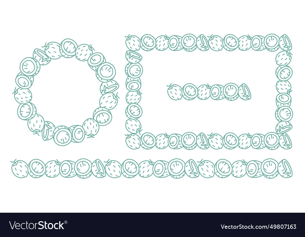 Coconut design set circle and rectangle frame