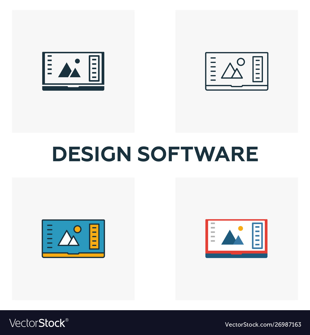 Design software icon set four elements vector image Design software icon set four elements