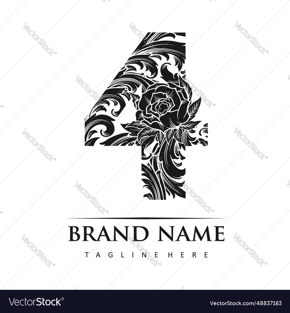 Eleganter blühender Luxus 4 Monogramm Emblem vector image Eleganter blühender Luxus 4 Monogramm Emblem