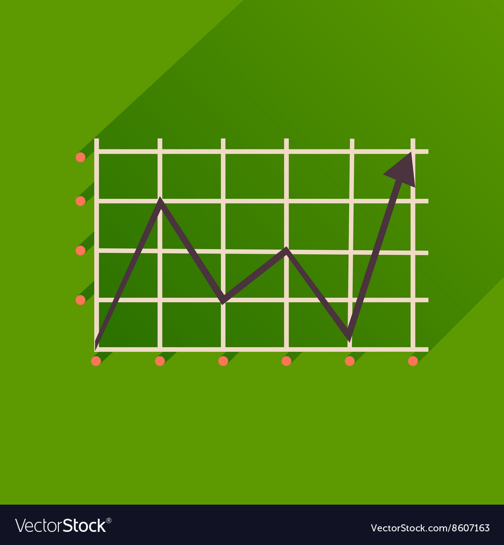 Flache Ikone mit langer Schattenwirtschaftskurve