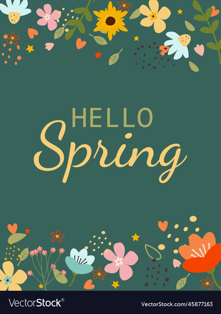 Hello spring greeting card Royalty Free Vector Image