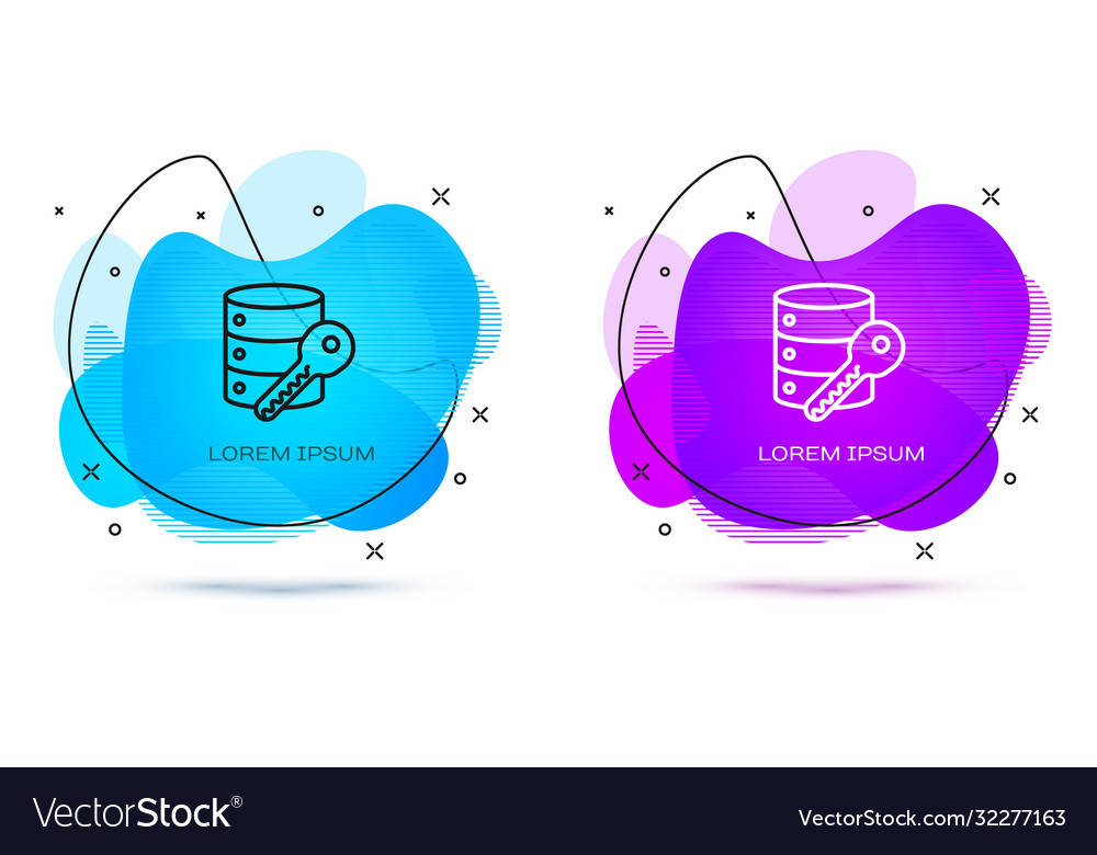 Line server security with key icon isolated vector image Line server security with key icon isolated