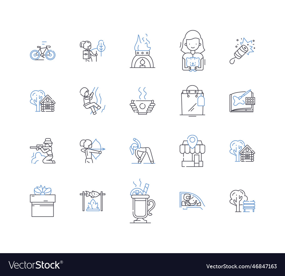 Photography tours line icons collection snapshots Vector Image