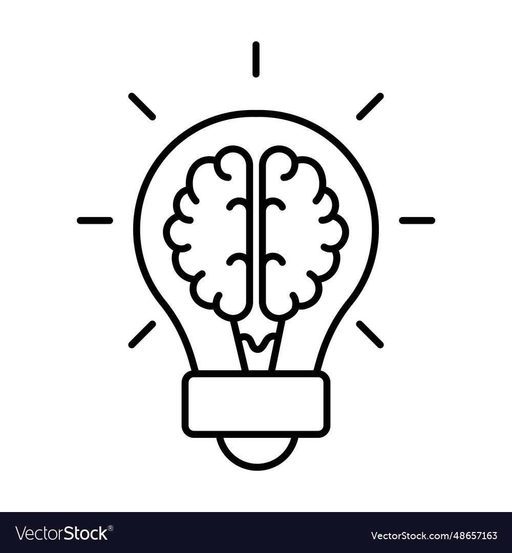 Profile brain idea bulb icon