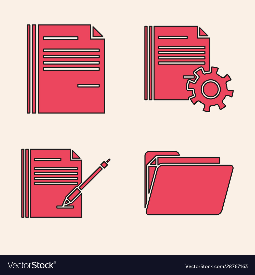 Set document folder file vector image Set document folder file