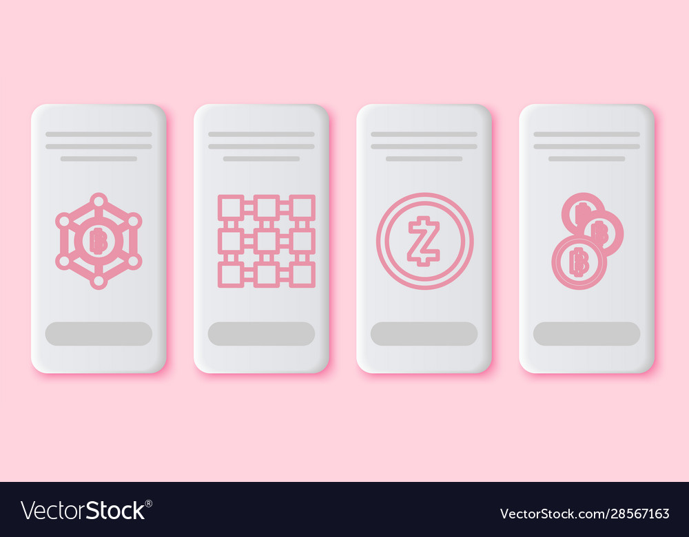 Set line blockchain technology bitcoin vector image Set line blockchain technology bitcoin