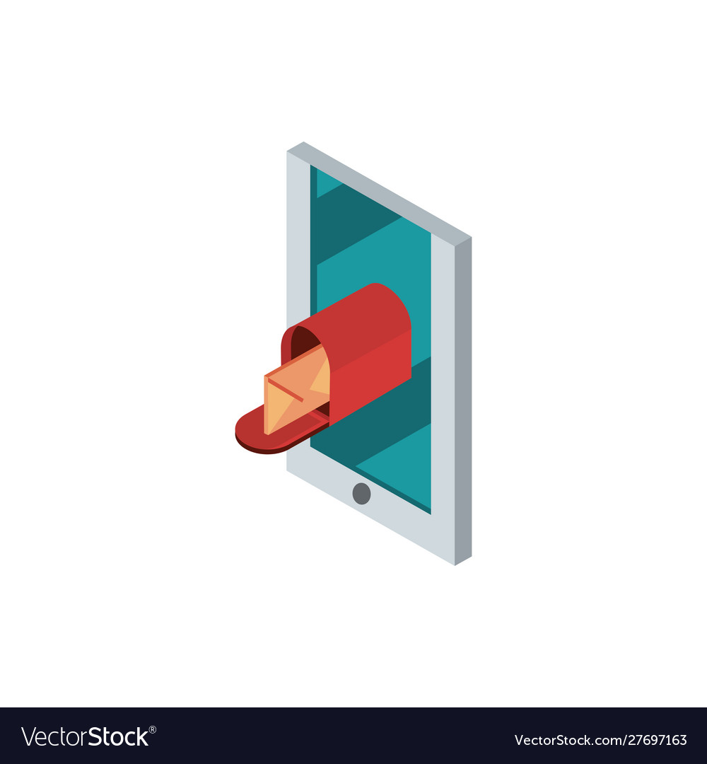 Smartphone mailbox envelope postal mail isometric