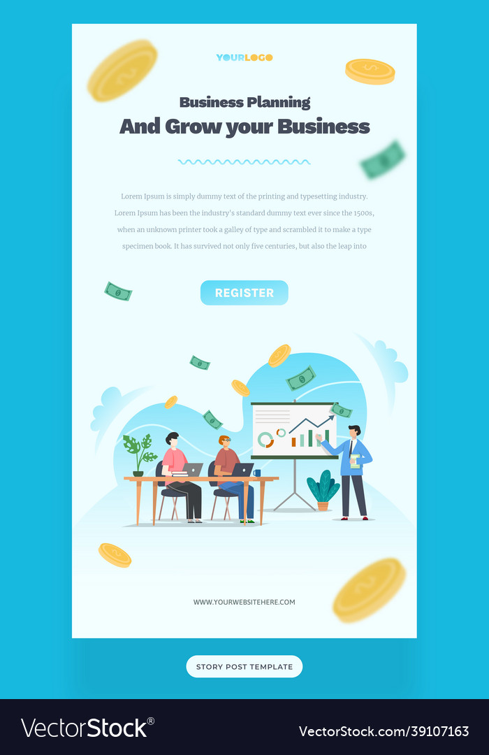 Social media post story template with flat