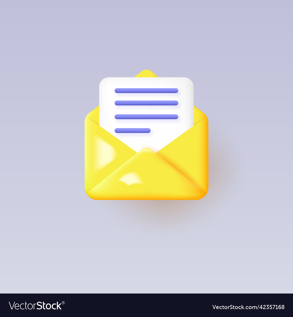 3d message icon with text on a gray background
