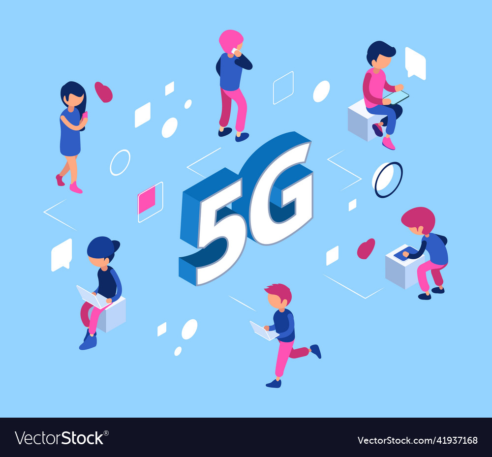 5g network concept isometric wifi net 3d vector image 5g network concept isometric wifi net 3d