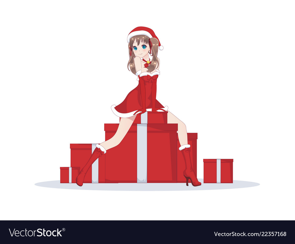Anime Girl in Santa Costume