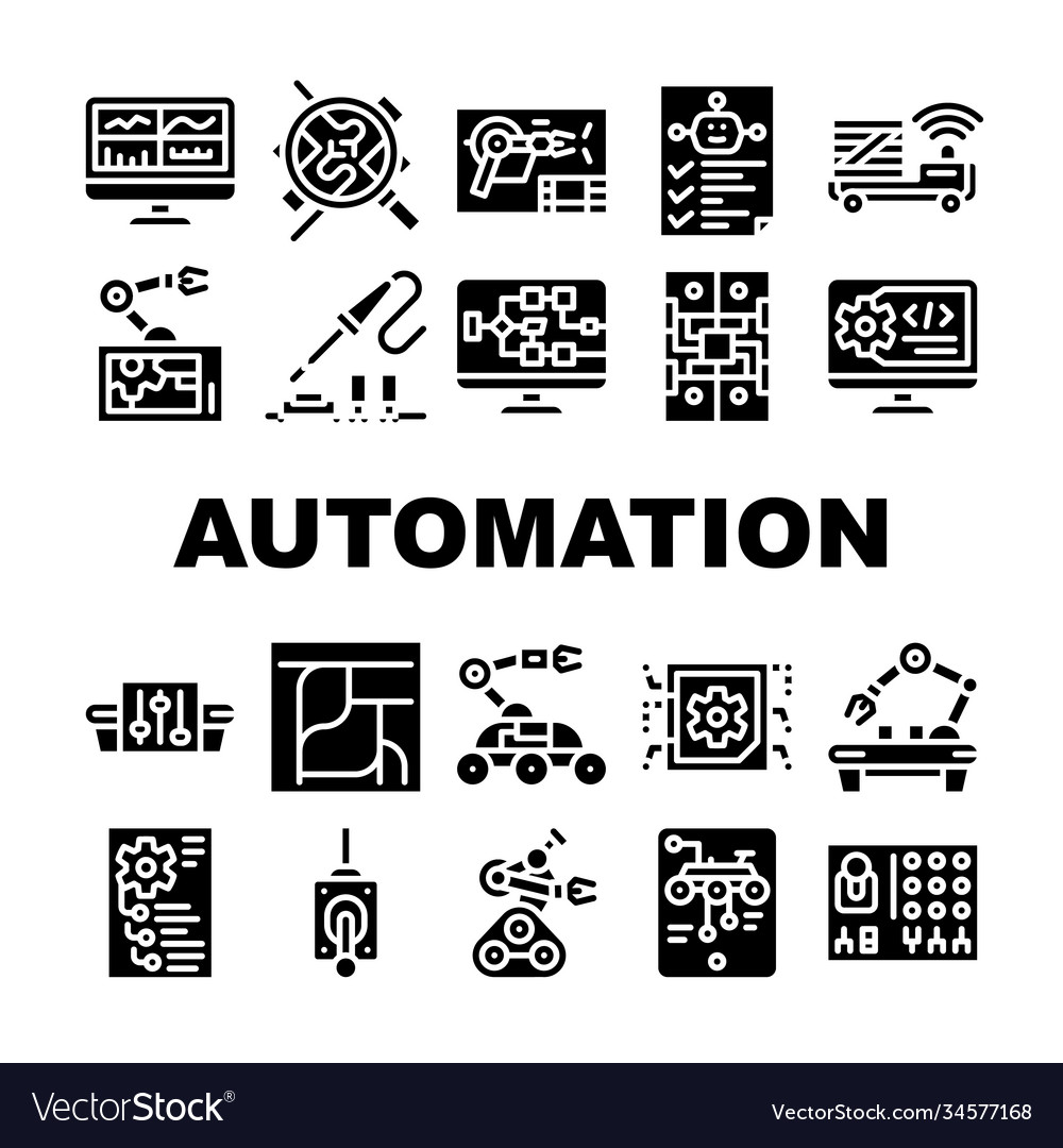 Automation engineer collection icons set vector image Automation engineer collection icons set