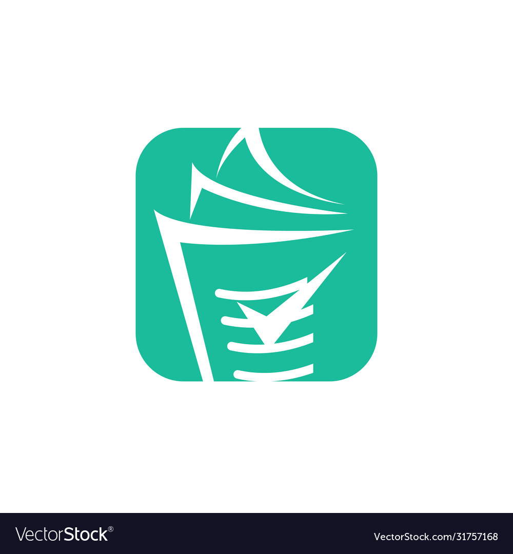 Check mark and book document icon logo template