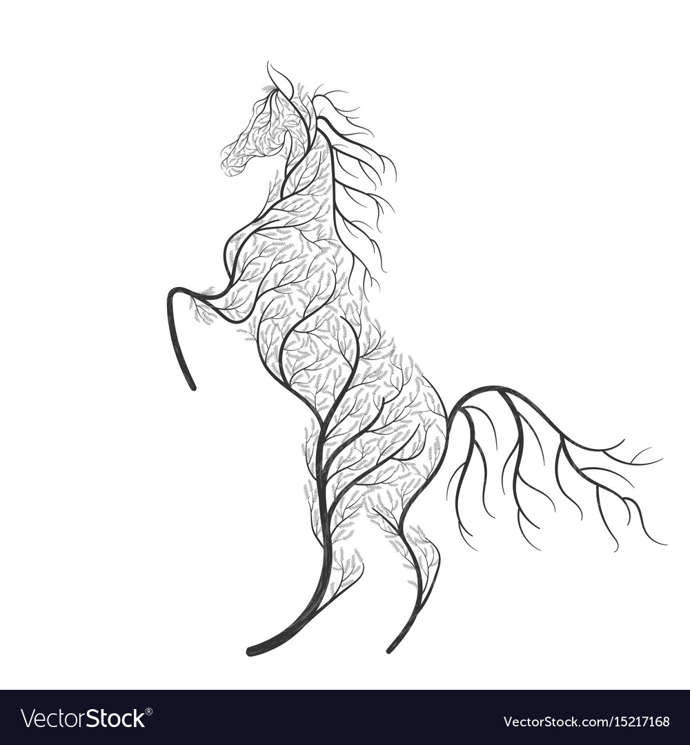 Concept horse jumping stylized bush for use