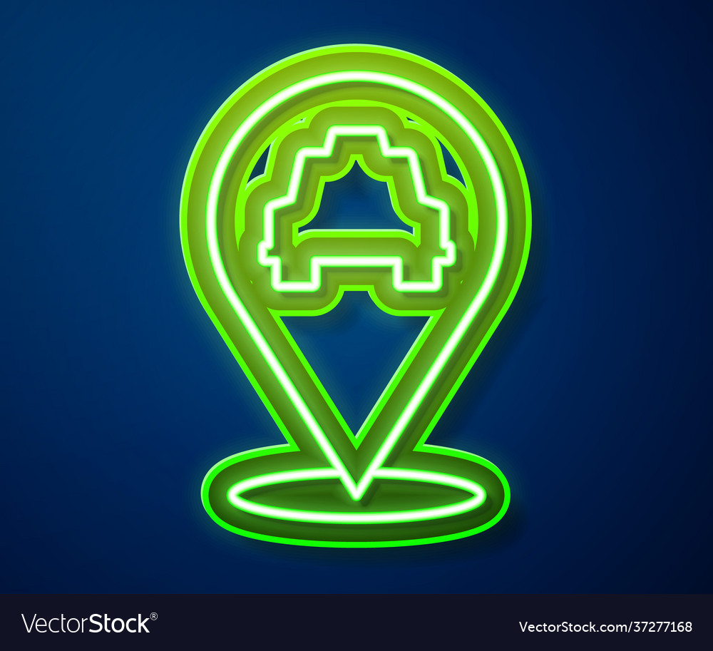 Glowing neon line map pointer with taxi icon vector image Glowing neon line map pointer with taxi icon