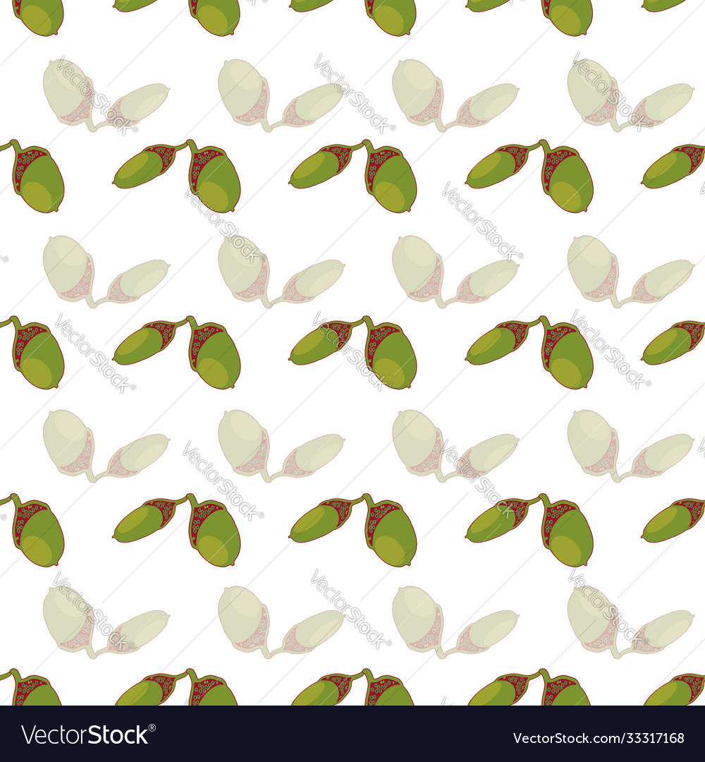 Green acorns repeat pattern print background vector image Green acorns repeat pattern print background