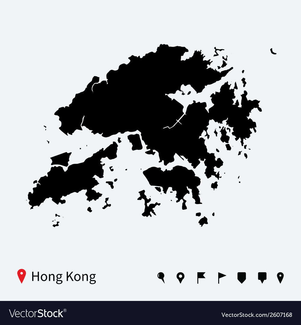 High detailed map of hong kong with navigation