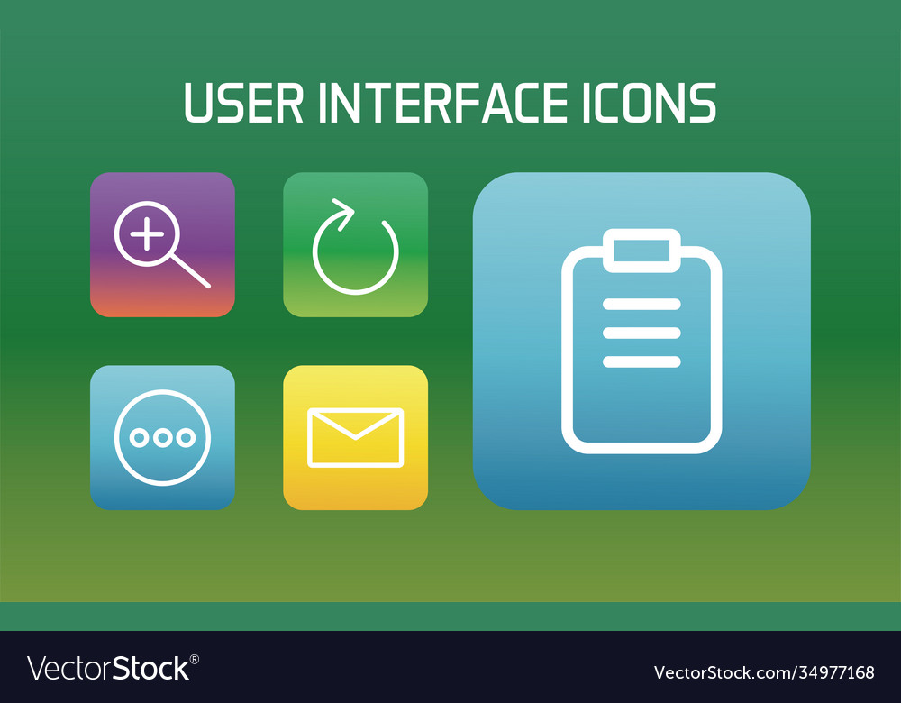 Interface Benutzer setzen Block Gradienten-Symbole vector image Interface Benutzer setzen Block Gradienten-Symbole