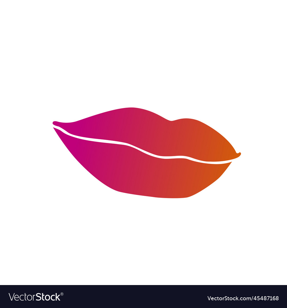 Red lip and leaf icon lip leaf Royalty Free Vector Image