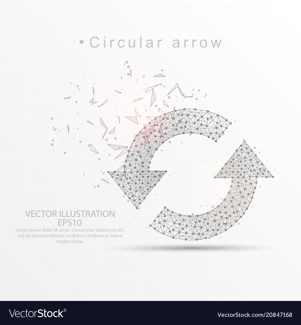 Refresh circular arrows digitally drawn low poly vector image Refresh circular arrows digitally drawn low poly