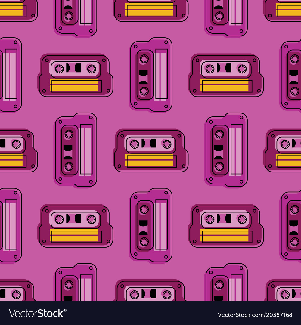 Retro cassette regular seamless pattern