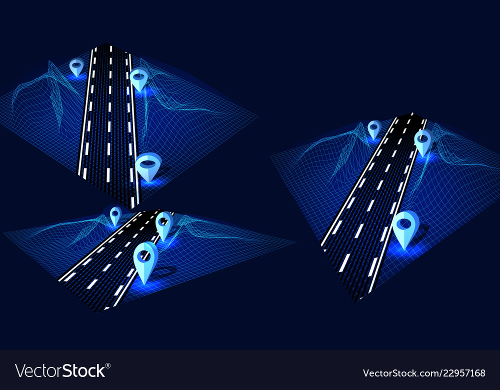 Road highway in 3d on the graphical interface