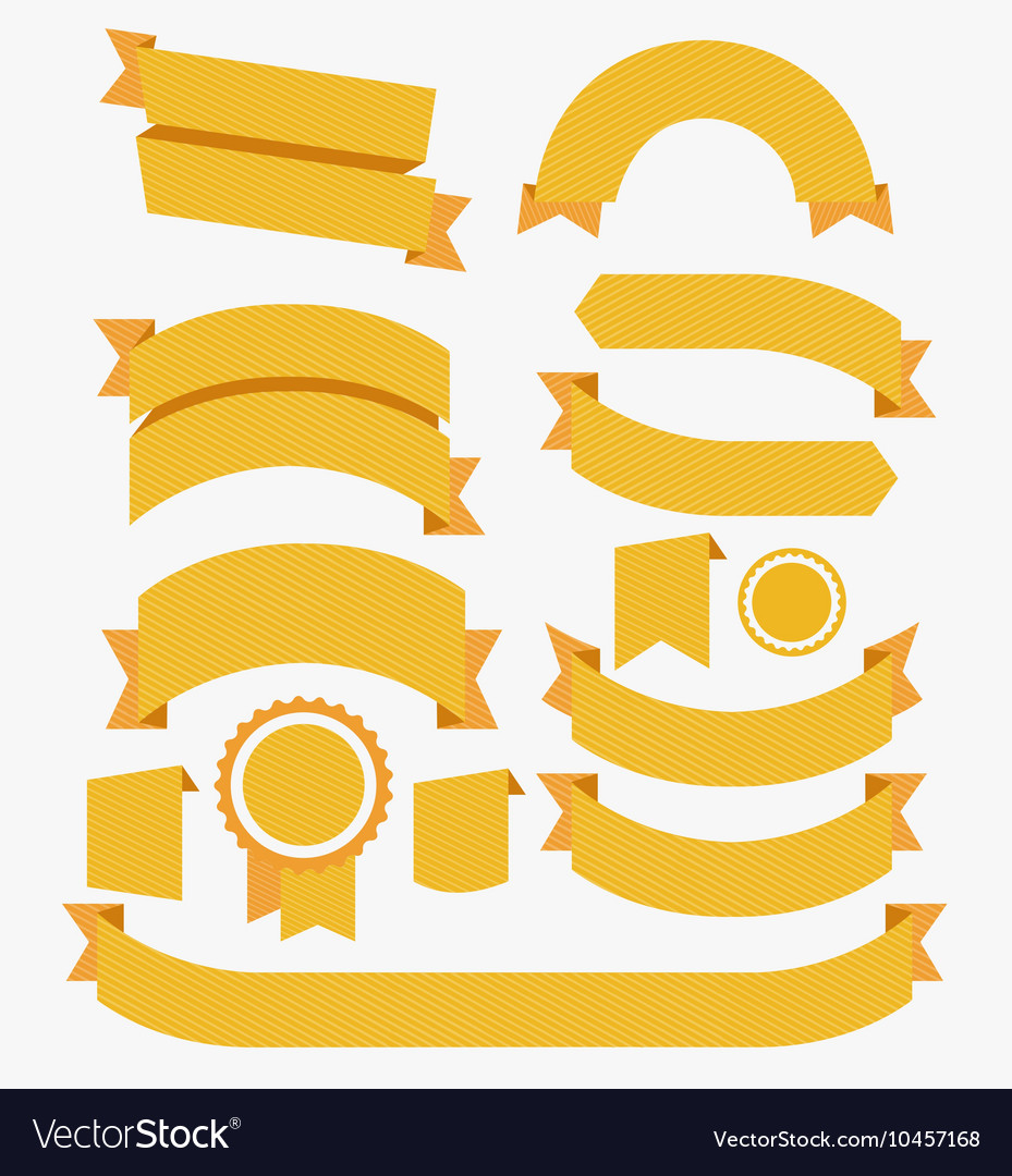 round ribbons flat design set yellow ribbons design