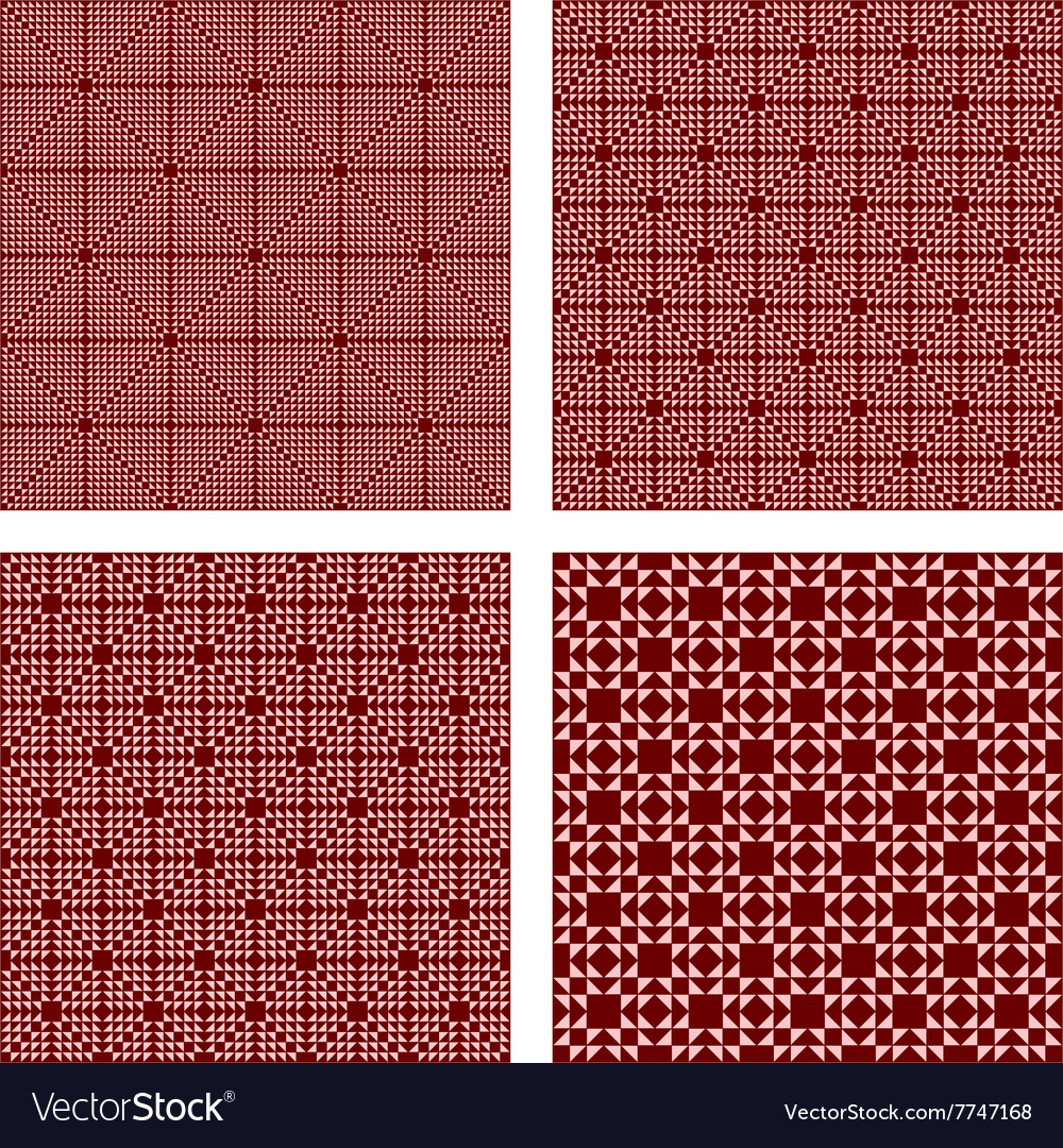 Seamless maroon triangle pattern set