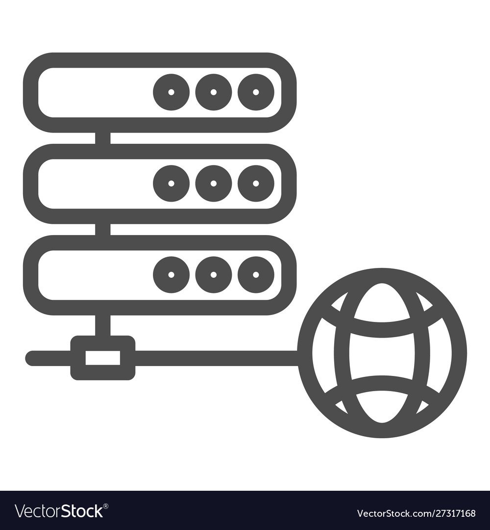 Server line icon data storage vector image Server line icon data storage
