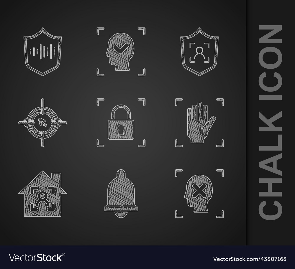 Set fingerprint with lock motion sensor vector image Set fingerprint with lock motion sensor