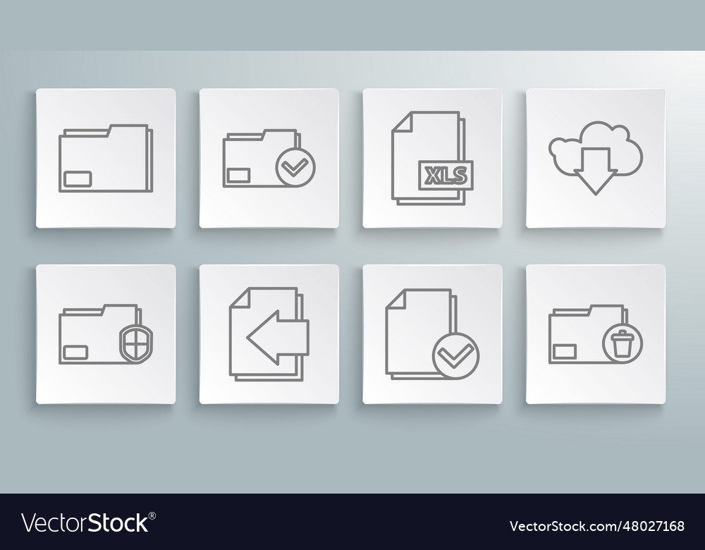 Set line document folder protection and check vector image Set line document folder protection and check