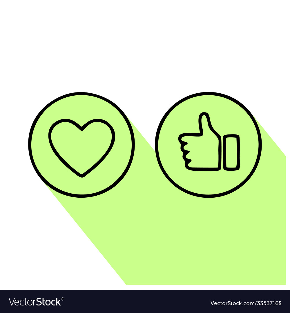 Thumb up heart linear buttons on white background vector image Thumb up heart linear buttons on white background