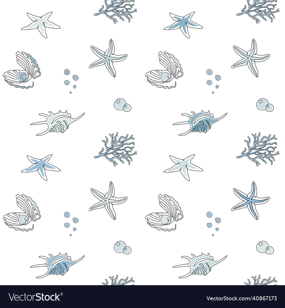 Abstract seamless pattern of sea shells