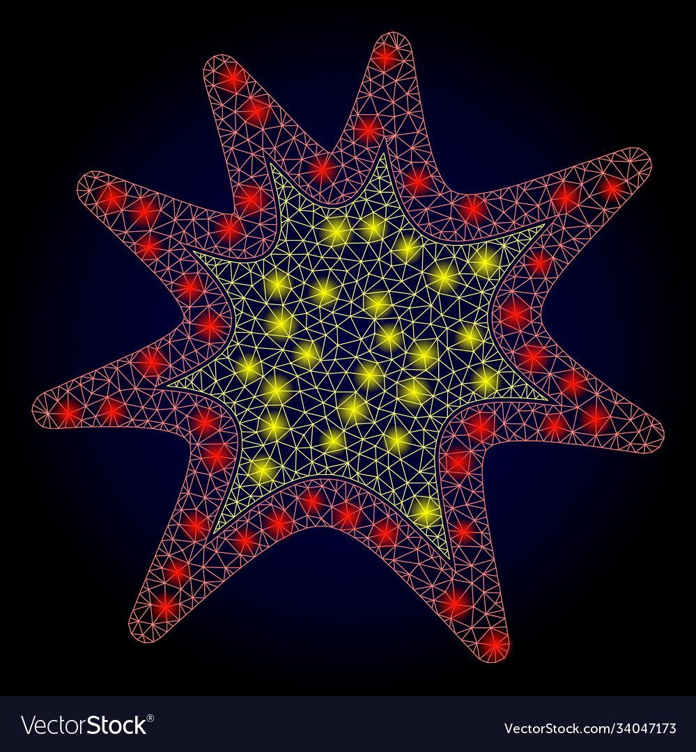 Bright polygonal mesh exploding boom with light