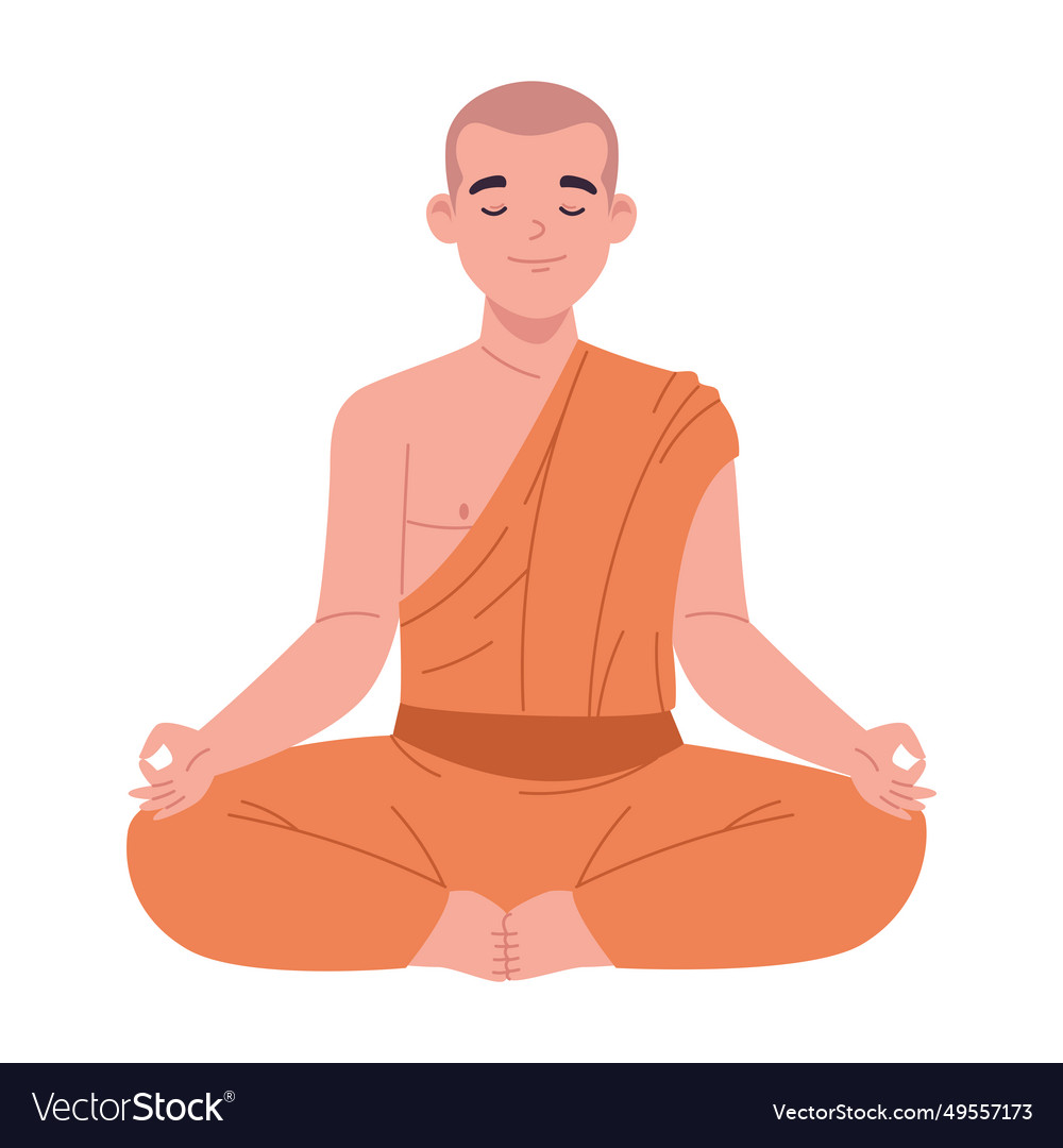 Buddhist monk in lotus pose Royalty Free Vector Image