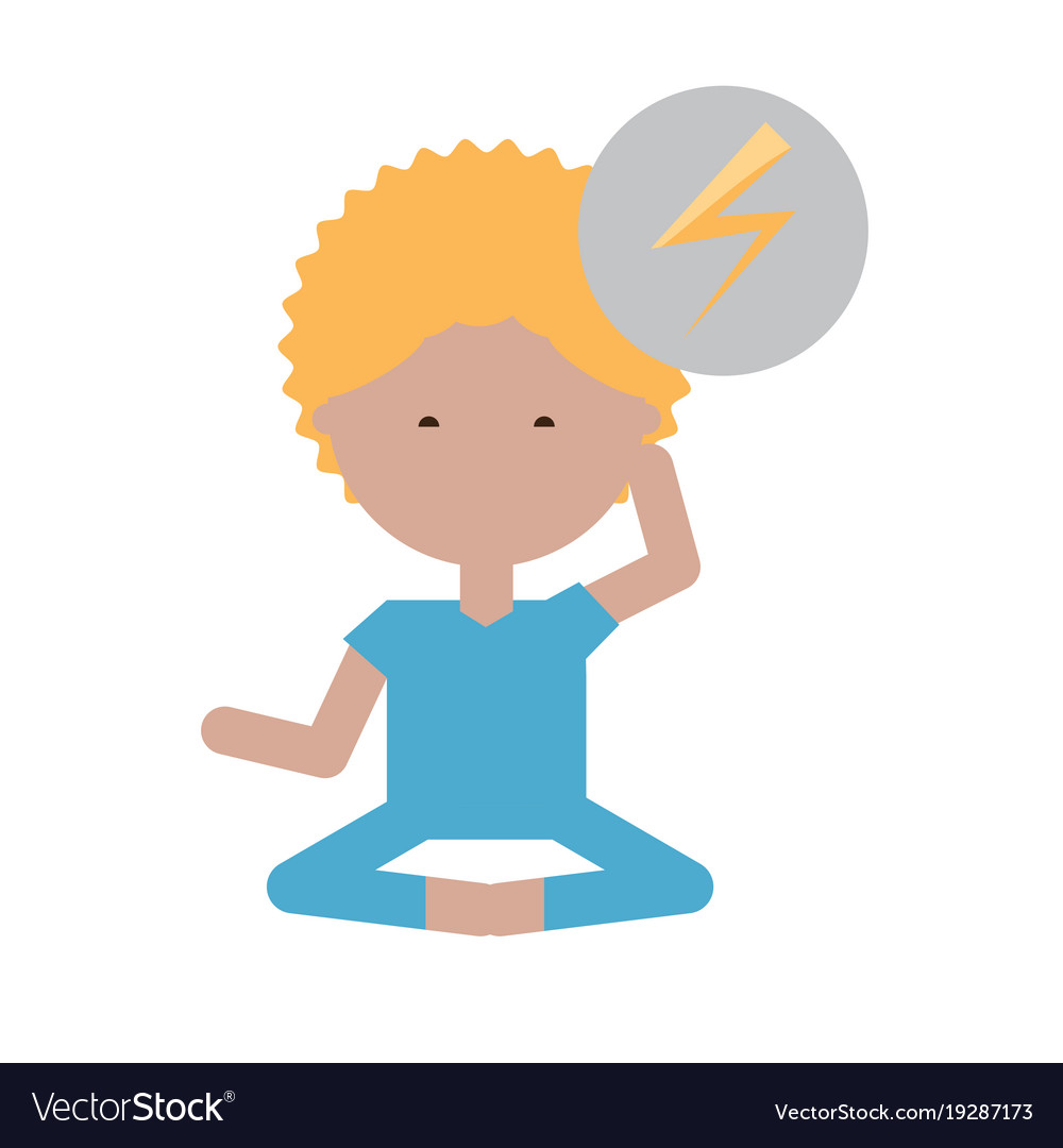 Cartoon man practicing yoga