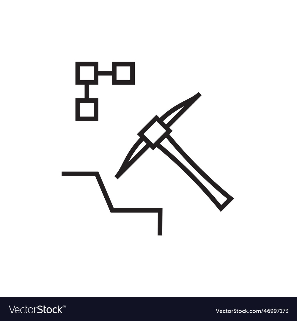 Data mining analysis icon with black outline