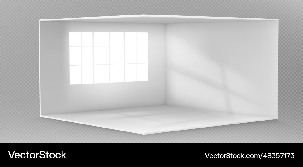 Empty white room with window on wall and light Vector Image