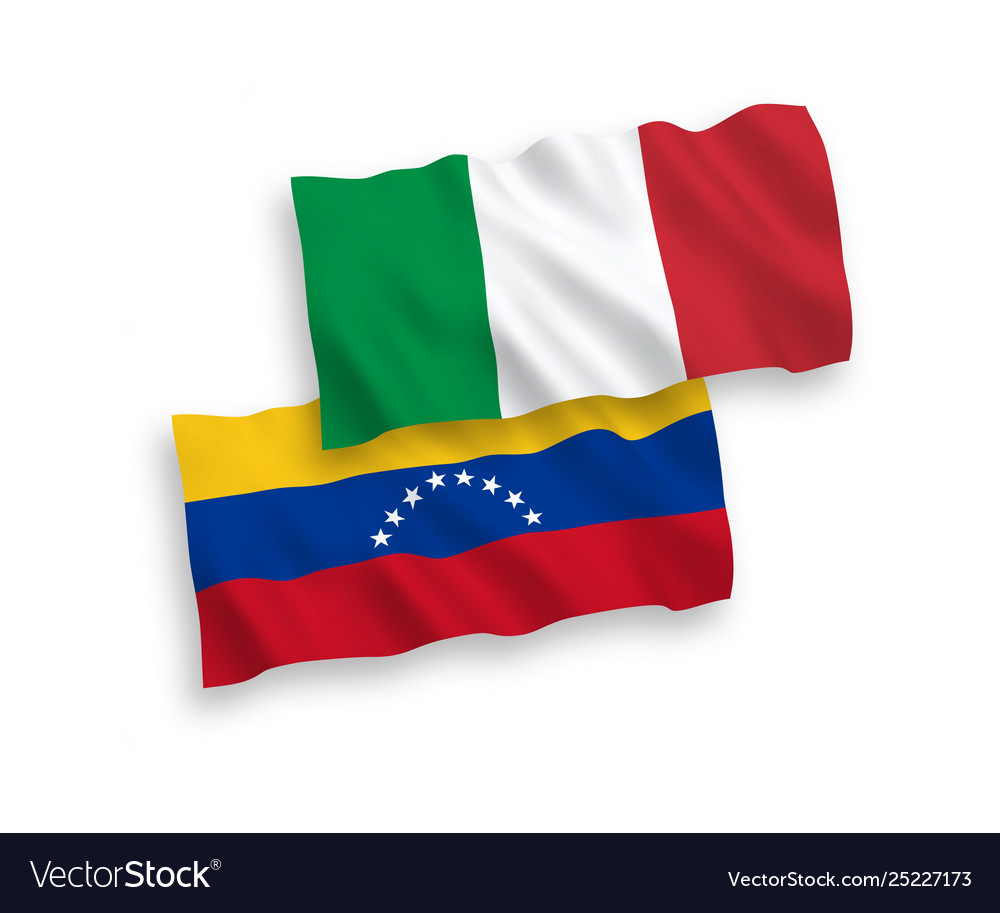 Flaggen italy und venezuela auf einem weißen Hintergrund