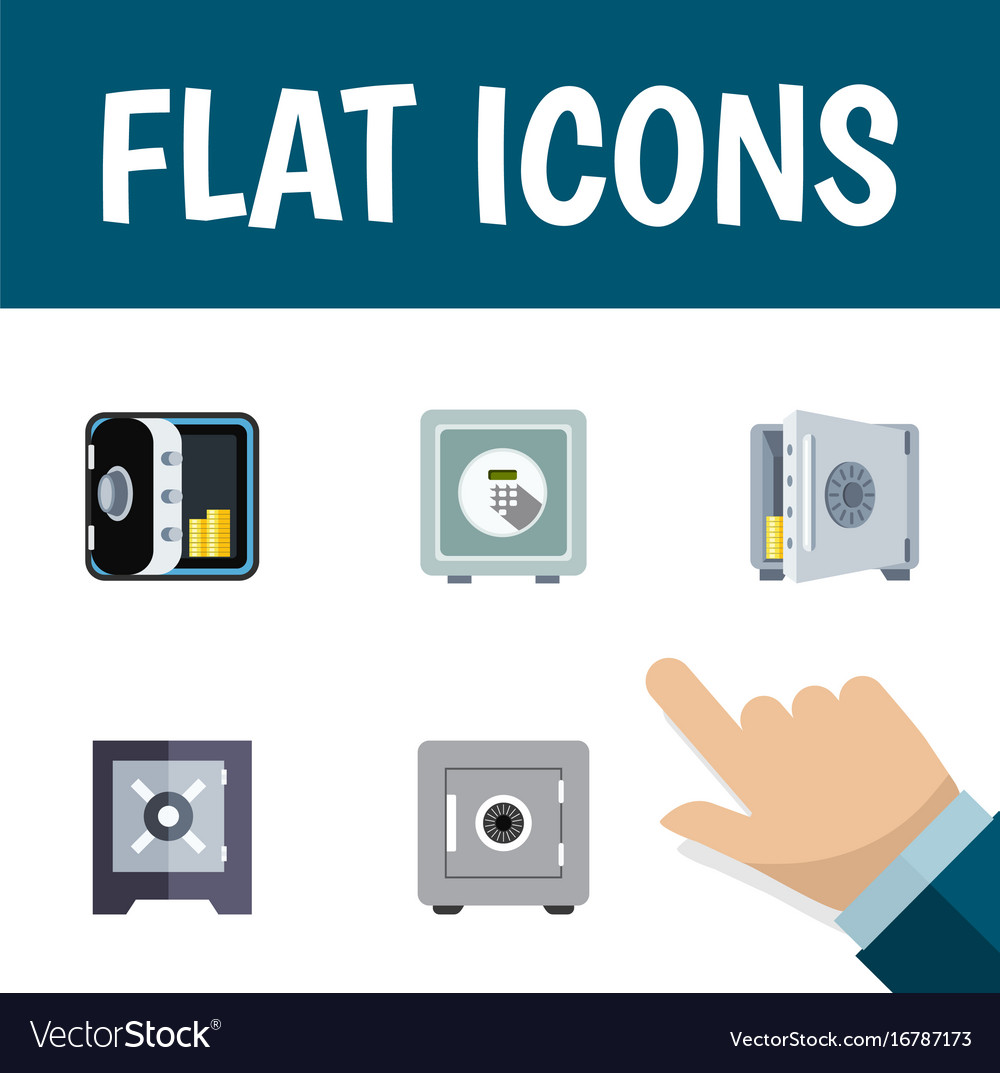 Flat icon safe set of safe banking coins and Vector Image