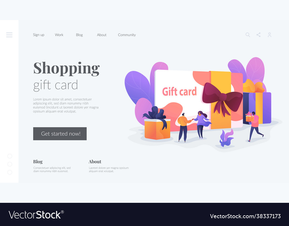 Gift card landing page template Royalty Free Vector Image