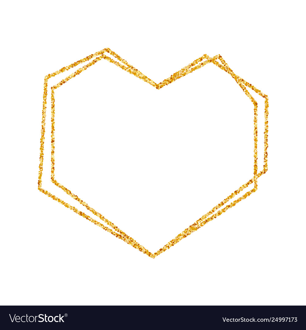 Gold heart glitter frame golden confetti