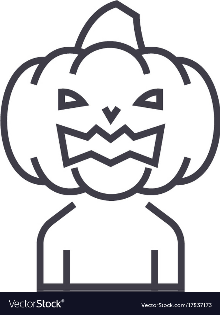 Horror pumpkin line icon sig