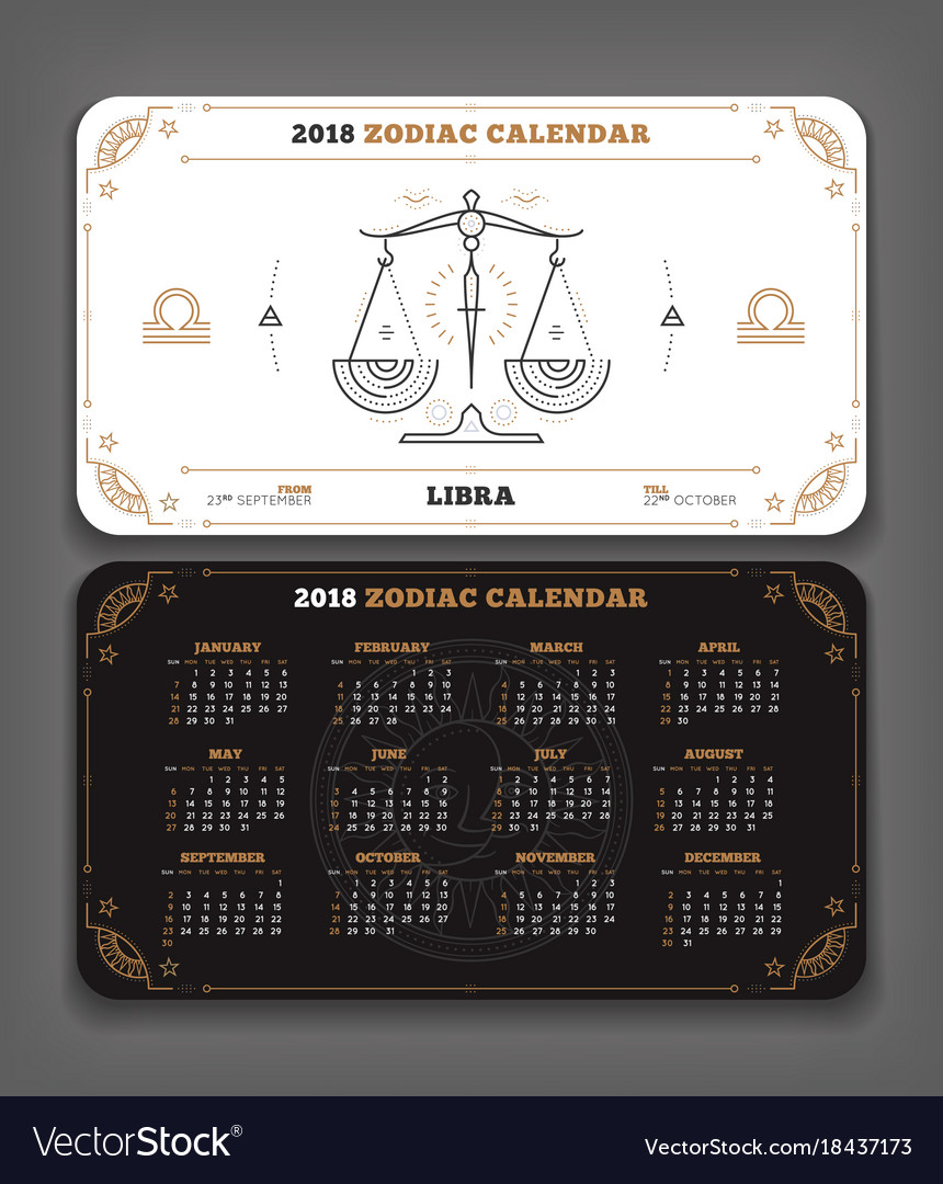 Libra 2018 year zodiac calendar pocket size